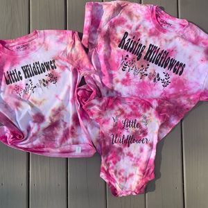 Mommy and Me Marching Shirts Womens Kids Baby Tie Dye Wildflower